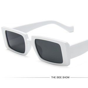 White Rectangle Retro Sunglasses